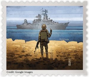 Ukr post stamp Rus warship 2022